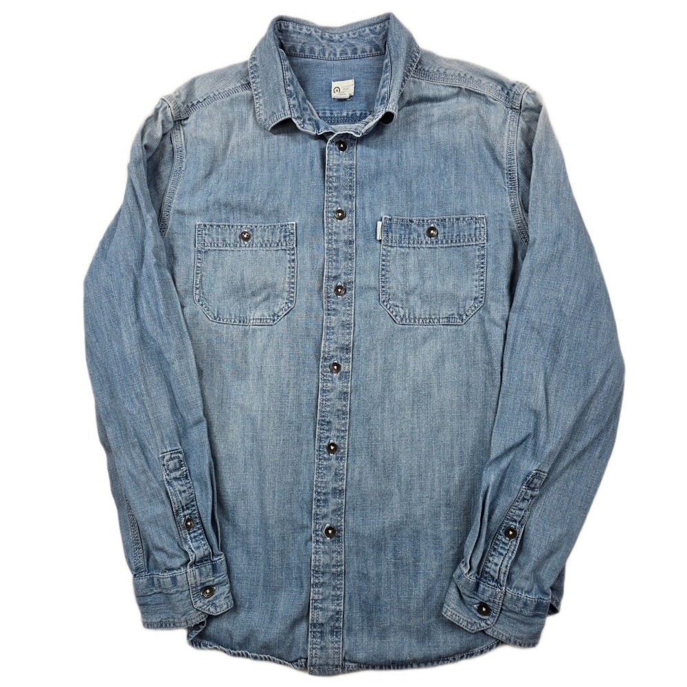 TOMS Target Denim Shirt Mens Medium Blue‎ Jean Cotton Button Down Y2K Vintage